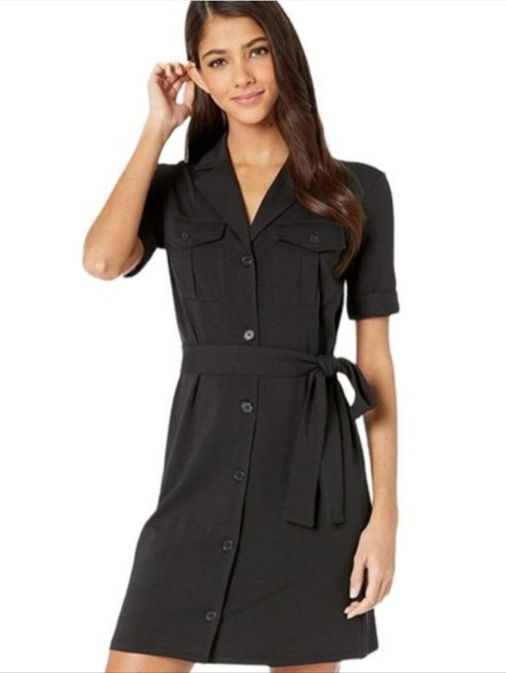 Joie Black Jadallah Utility Button Front Dress Women's L